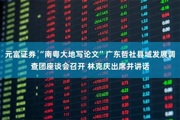 元富证券 “南粤大地写论文”广东哲社县域发展调查团座谈会召开 林克庆出席并讲话